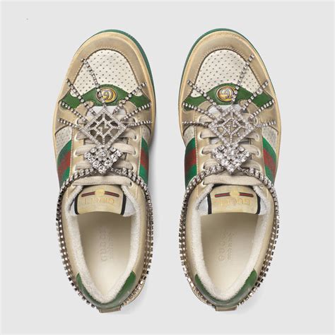 screener gucci sneakers|Gucci screener sneaker with crystals.